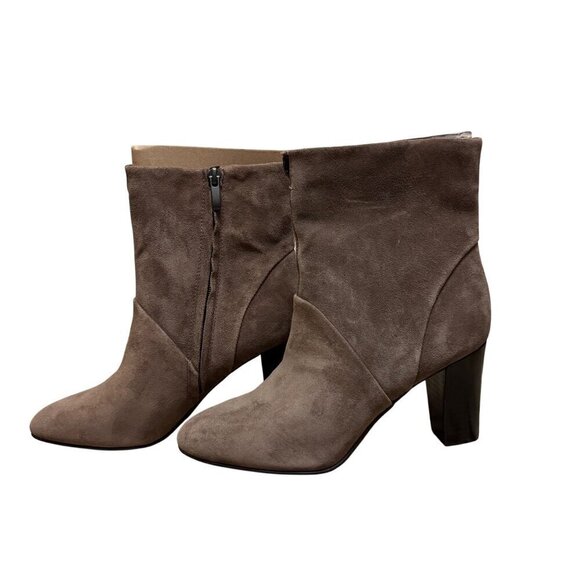 Franco Sarto Vintage Josef Brown Suede Ankle Boots With Zipper Closure & Block H - Picture 1 of 8